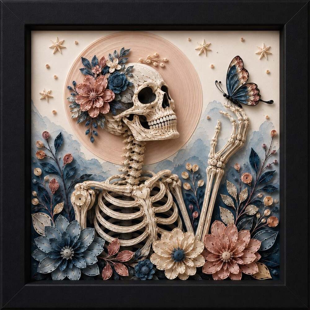 8 X 8 Black Framed Floral Skeleton D 9 Fd